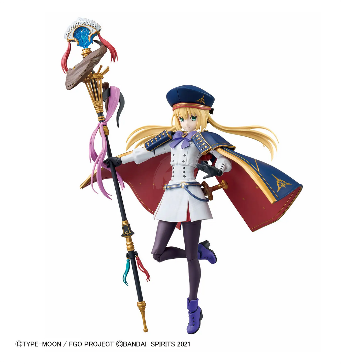 Model kit of the 30MS Caster Altria Caster from Fate/Grand Order by Bandai, featuring detailed plastic parts.