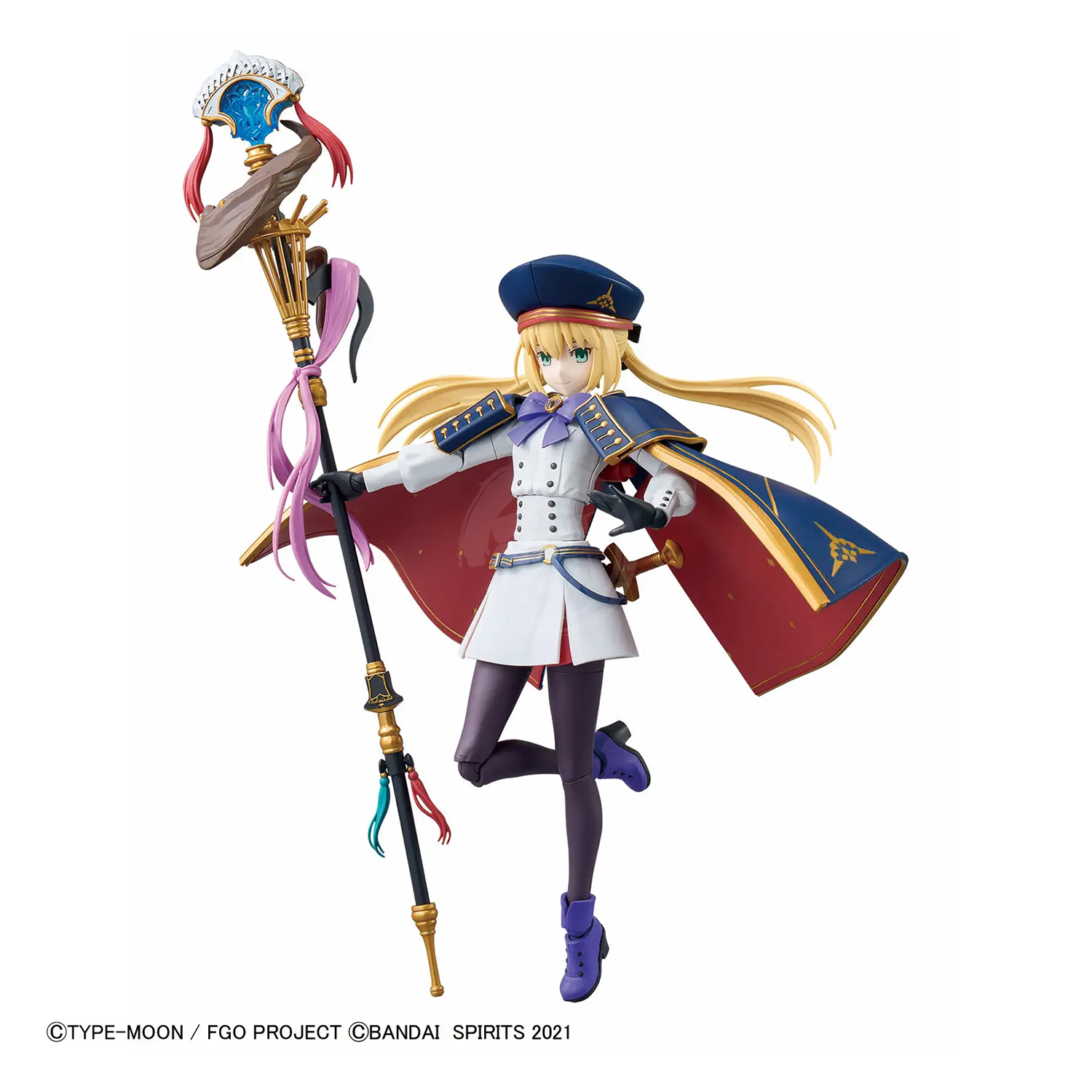 Model kit of the 30MS Caster Altria Caster from Fate/Grand Order by Bandai, featuring detailed plastic parts.