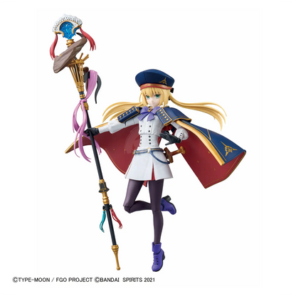 Model kit of the 30MS Caster Altria Caster from Fate/Grand Order by Bandai, featuring detailed plastic parts.