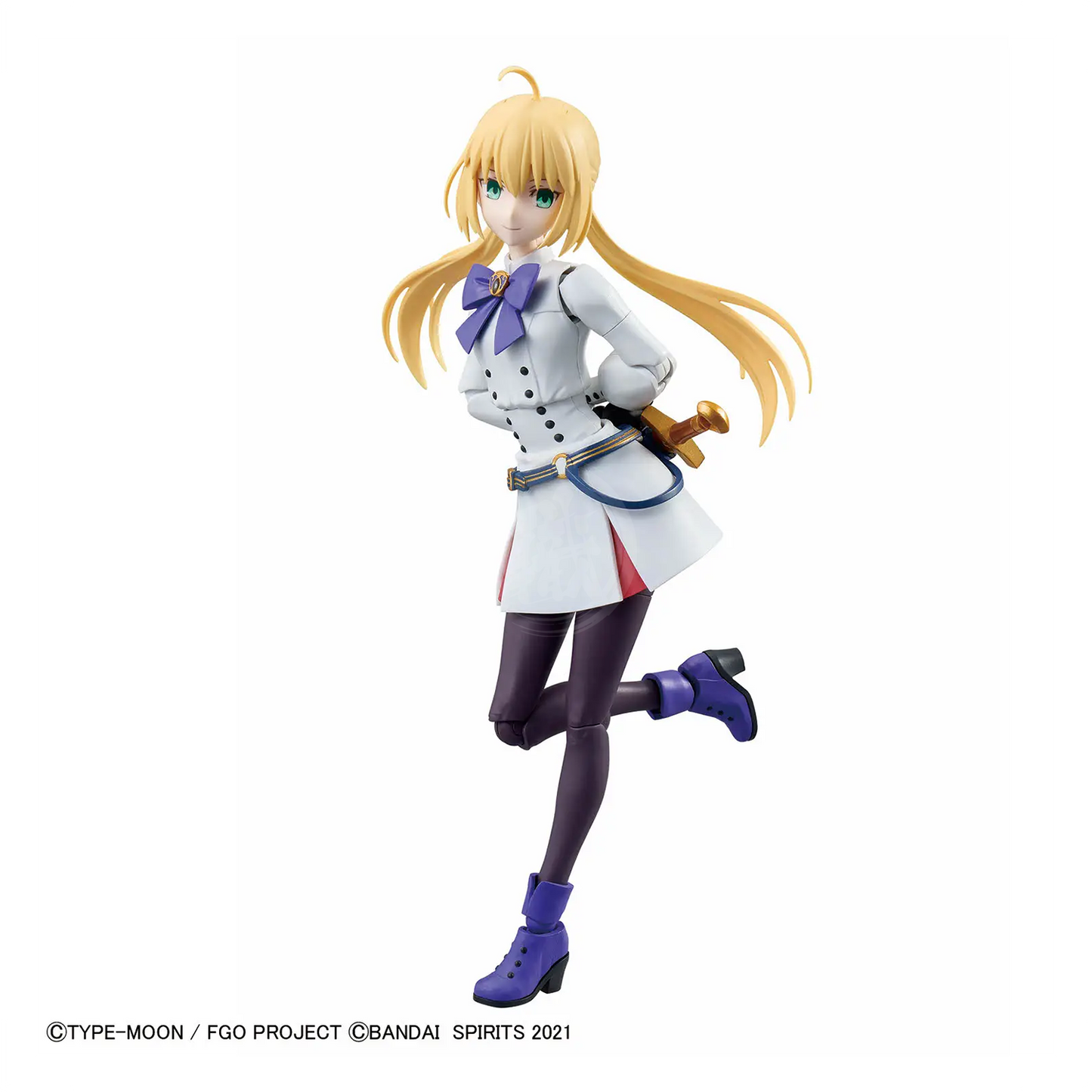 Bandai Fate/Grand Order 30MS Caster model kit featuring the Altria Caster figure with detailed plastic parts.