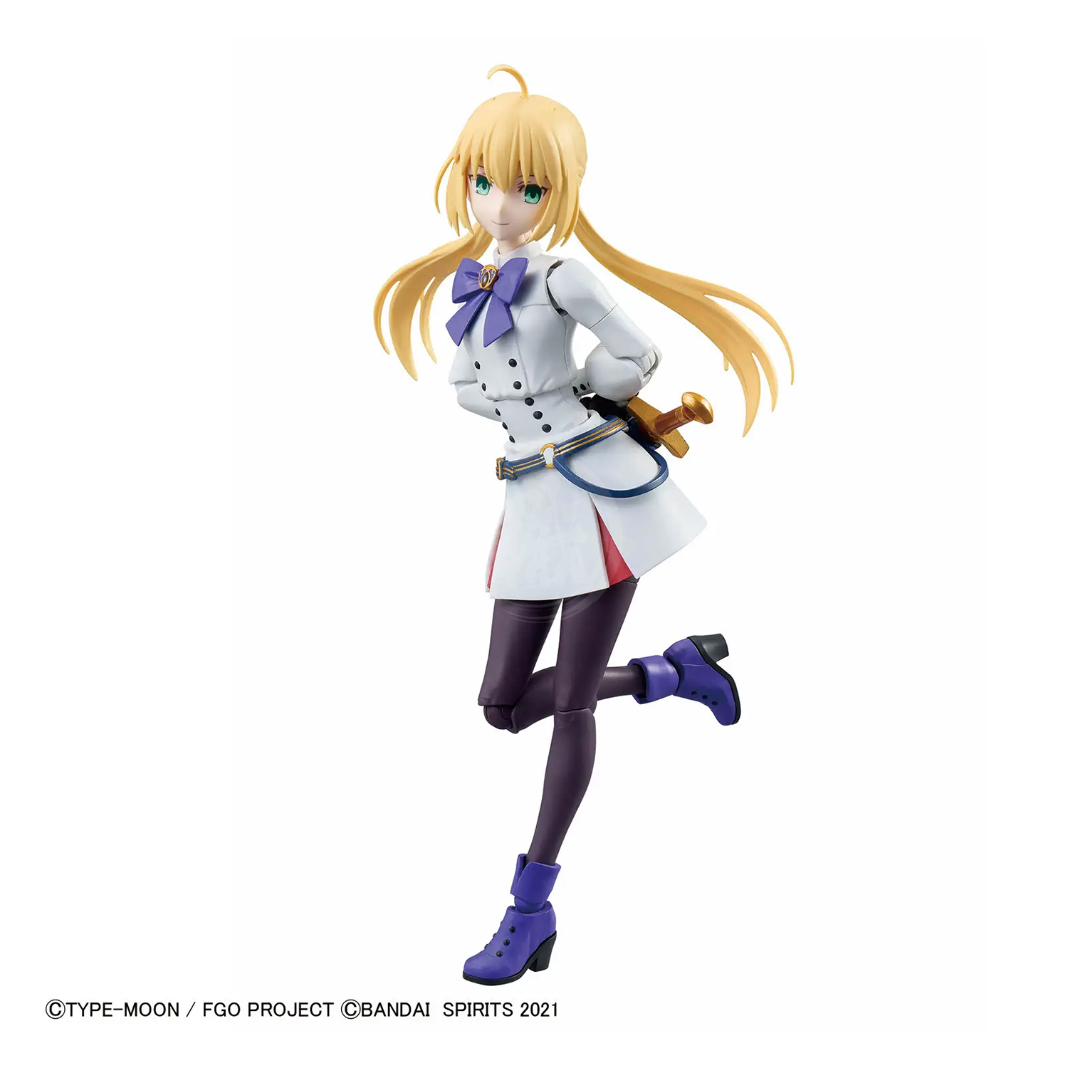 Bandai Fate/Grand Order 30MS Caster model kit featuring the Altria Caster figure with detailed plastic parts.