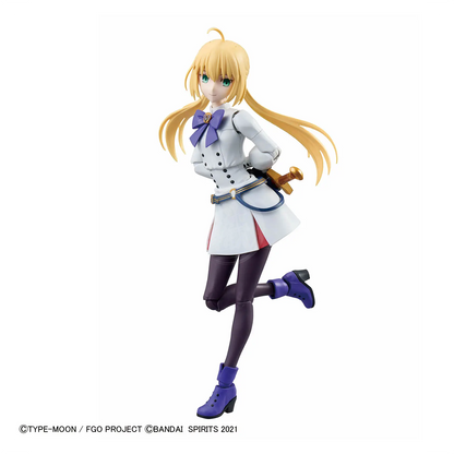 Bandai Fate/Grand Order 30MS Caster model kit featuring the Altria Caster figure with detailed plastic parts.