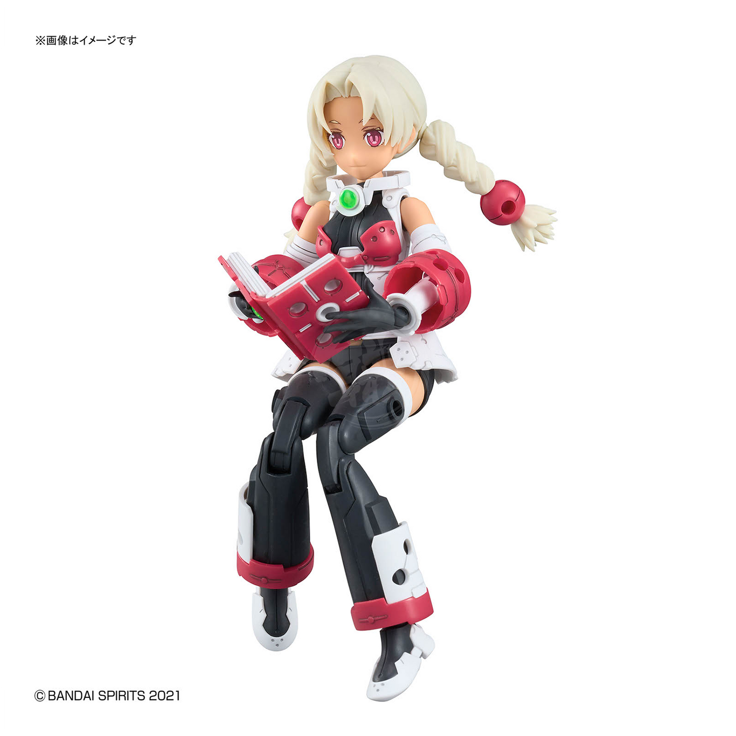Bandai 30MS Marical model kit with colorful armor, detailed plastic parts, and assembly instructions on a clean background.