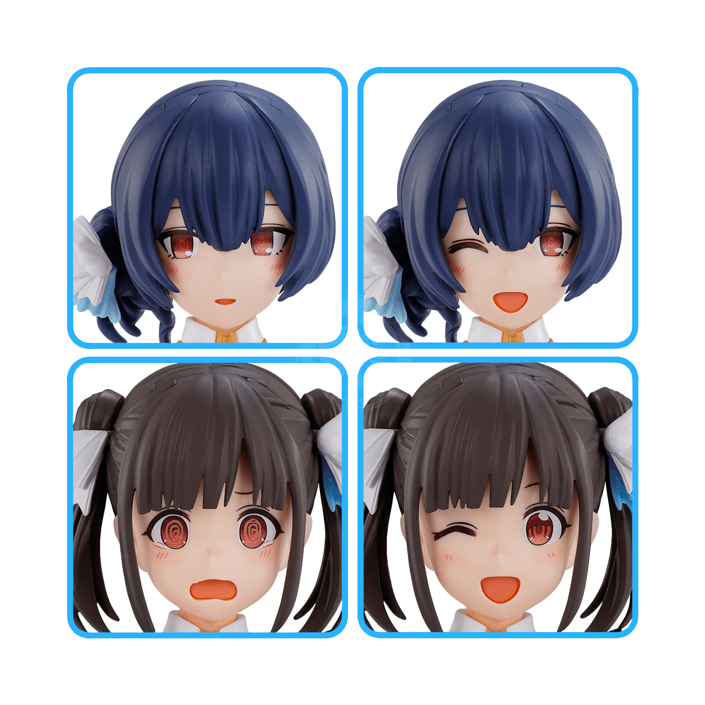Bandai 30MS Option Hair Style & Face Parts Set model kit featuring Chiyoko Sonoda and Rinze Morino figures.