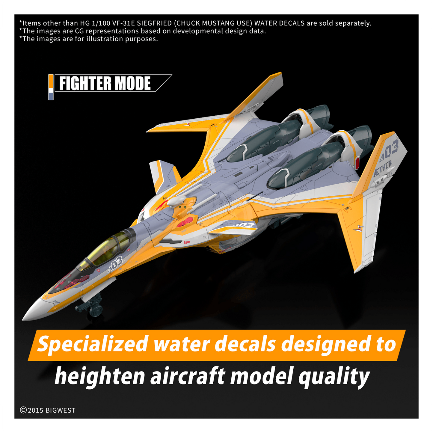 HG VF-31E Siegfried [Chuck Mustang Custom] Waterslide Decals
