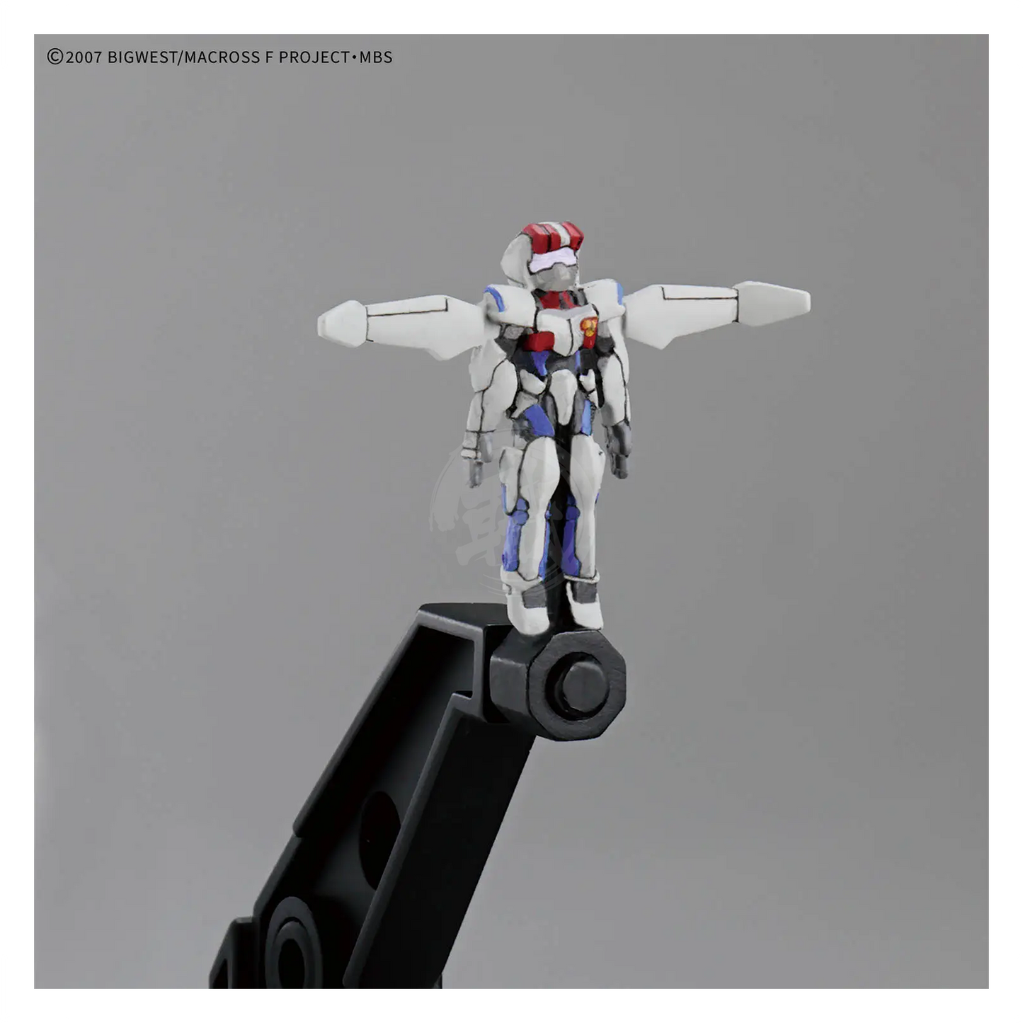 Bandai HG VF-25F Messiah Valkyrie Alto Custom model kit assembled with detailed features and vibrant colors.