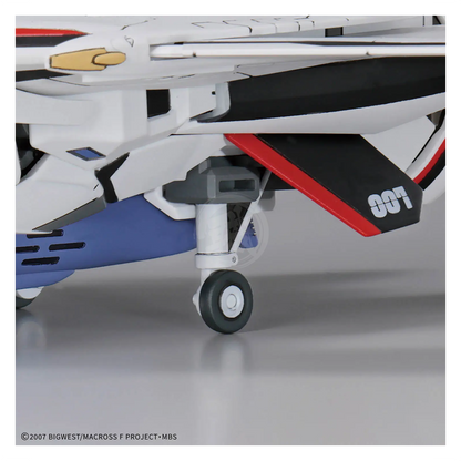 Bandai HG VF-25F Messiah Valkyrie Alto Custom model kit displayed on a white background with detailed parts and assembly.