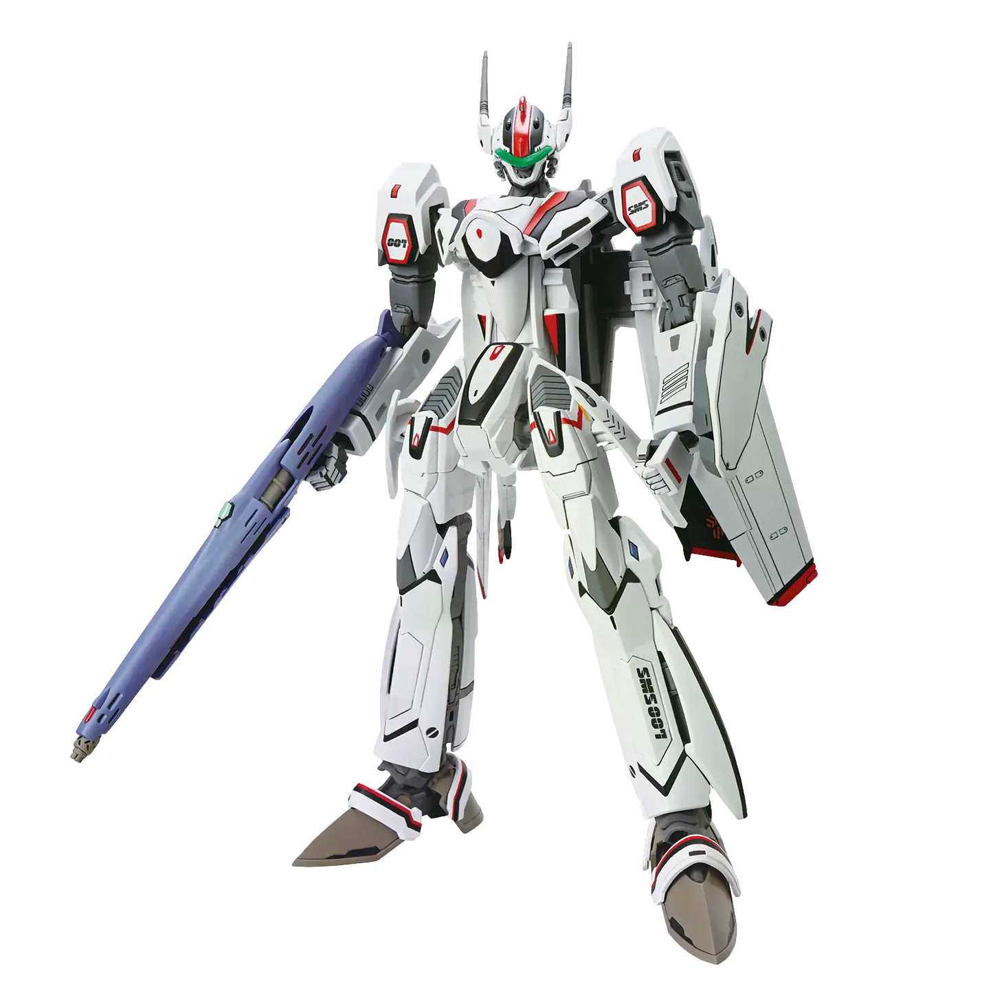 Bandai HG VF-25F Messiah Valkyrie Alto Custom model kit with detailed parts, assembled and displayed on a plain background.