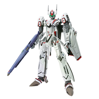 Bandai HG VF-25F Messiah Valkyrie Alto Custom model kit with detailed parts, assembled and displayed on a plain background.