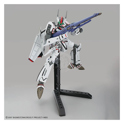 Bandai HG VF-25F Messiah Valkyrie Alto Custom model kit with detailed parts in a deluxe set, ready for assembly.