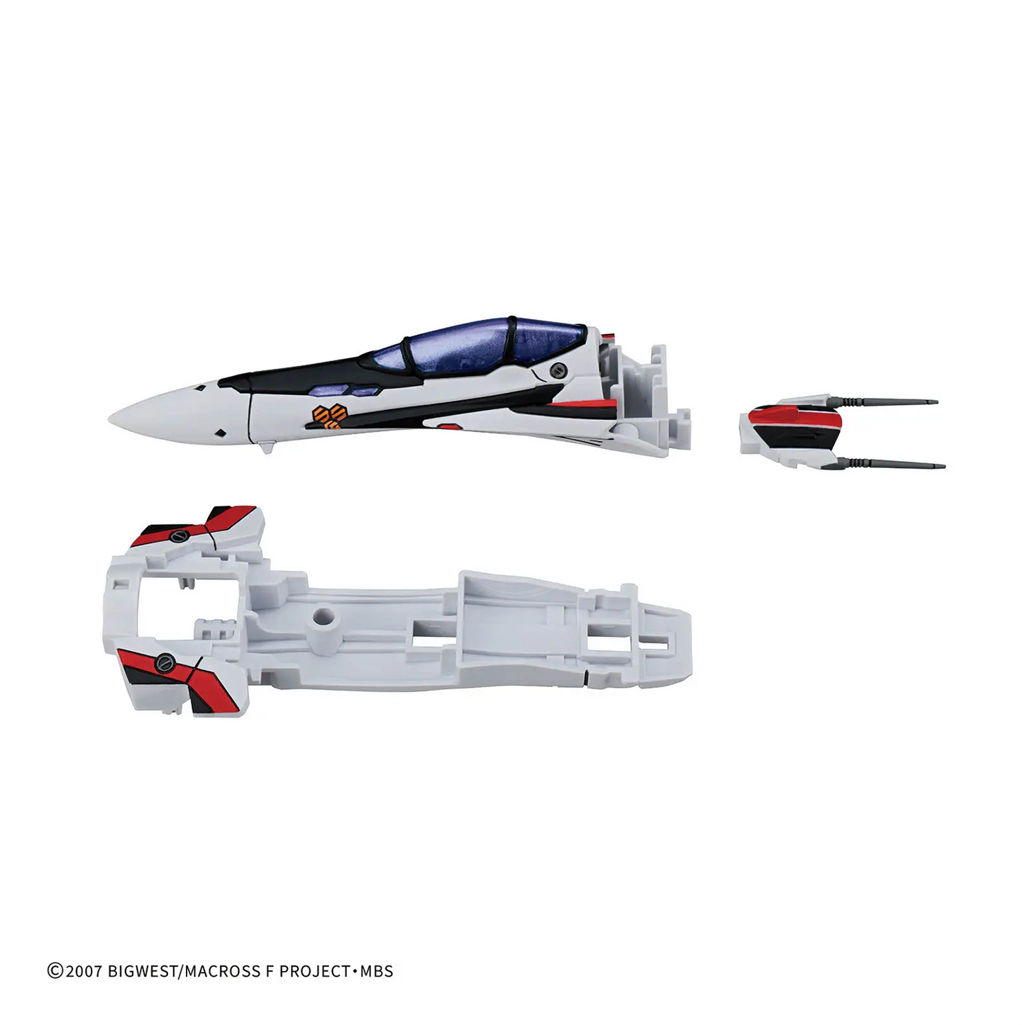 Bandai HG VF-25F Messiah Valkyrie Alto Custom model kit with detailed parts and vibrant colors, assembled and posed.