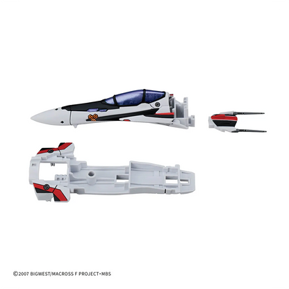 Bandai HG VF-25F Messiah Valkyrie Alto Custom model kit with detailed parts and vibrant colors, assembled and posed.
