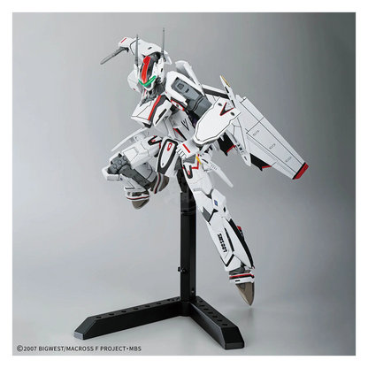 Bandai HG VF-25F Messiah Valkyrie Alto Custom model kit assembled figure with detailed armor and vibrant colors.