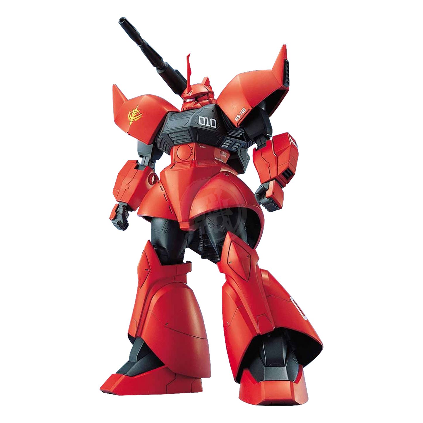 Bandai MG Gelgoog Cannon model kit with Johnny Ridden custom paint and detailed gunmetal gray and green plastic parts.
