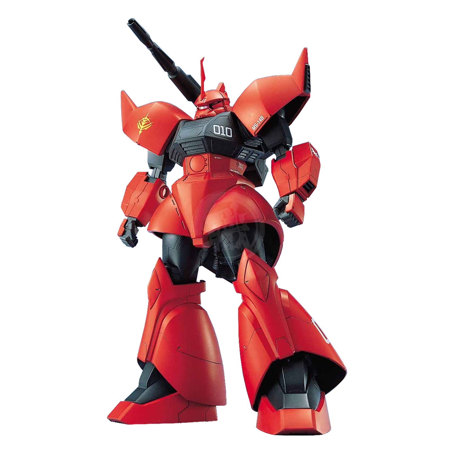 Bandai MG Gelgoog Cannon model kit with Johnny Ridden custom paint and detailed gunmetal gray and green plastic parts.