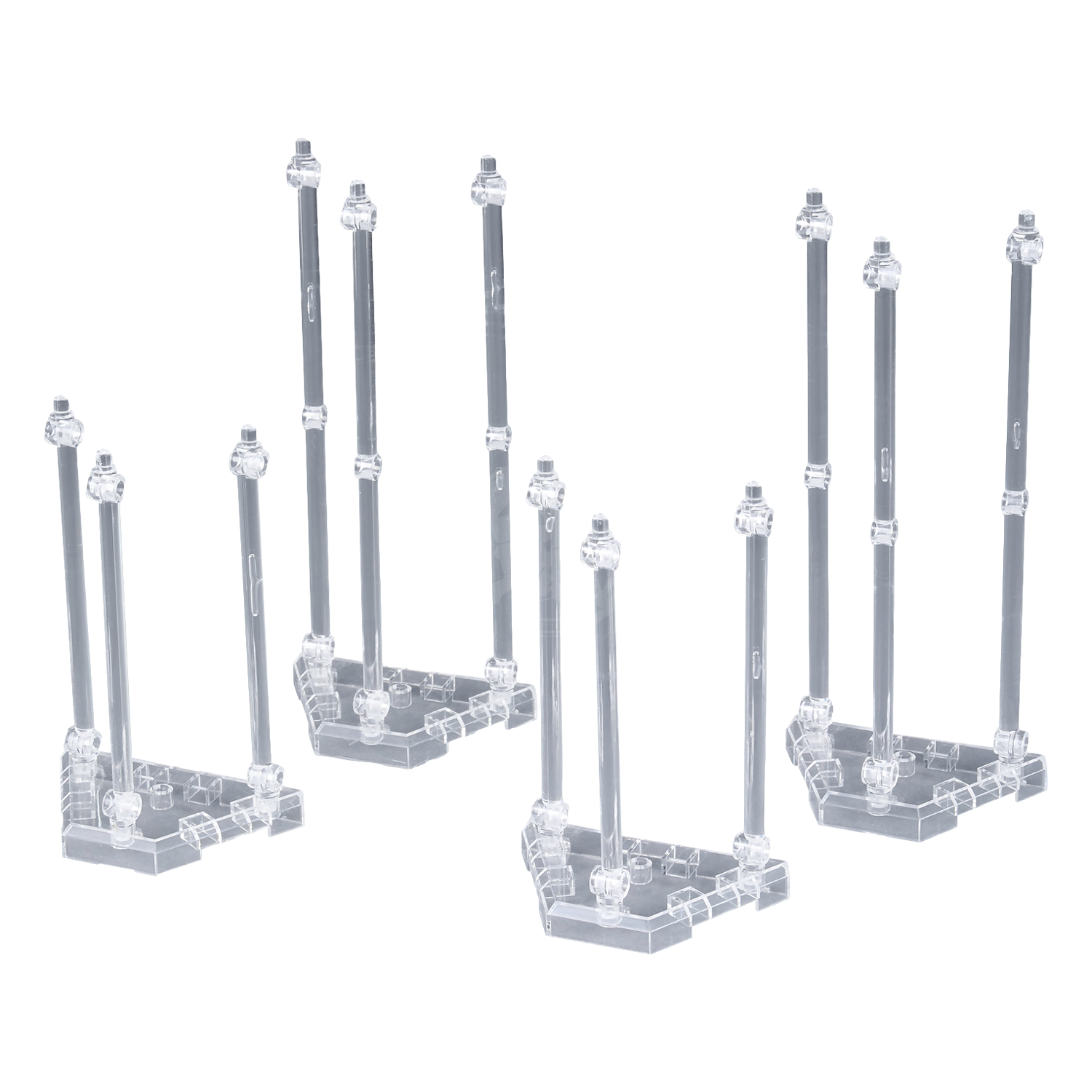 Model kit weapon display base by Bandai, featuring a detailed plastic stand for Gunpla model showcasing.