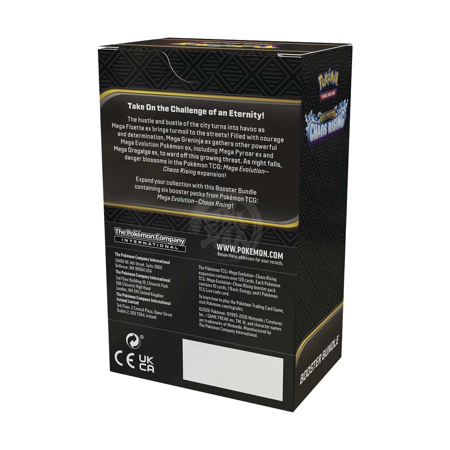 Pokemon TCG Chaos Rising Booster Bundle featuring multiple booster packs with vibrant card artwork and branding.
