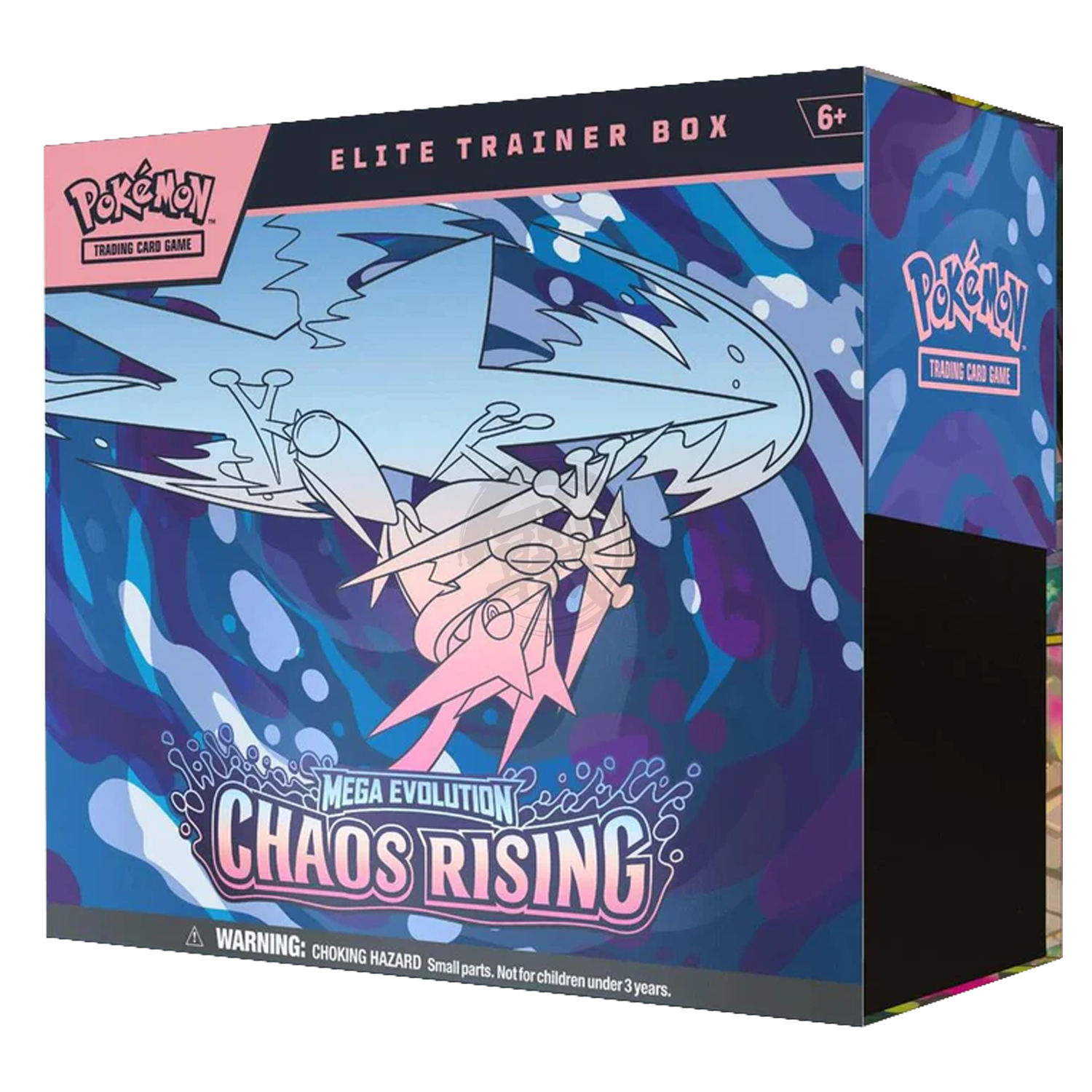 Pokemon TCG Chaos Rising Elite Trainer Box with booster packs, card sleeves, and accessories for Pokemon trading card game.