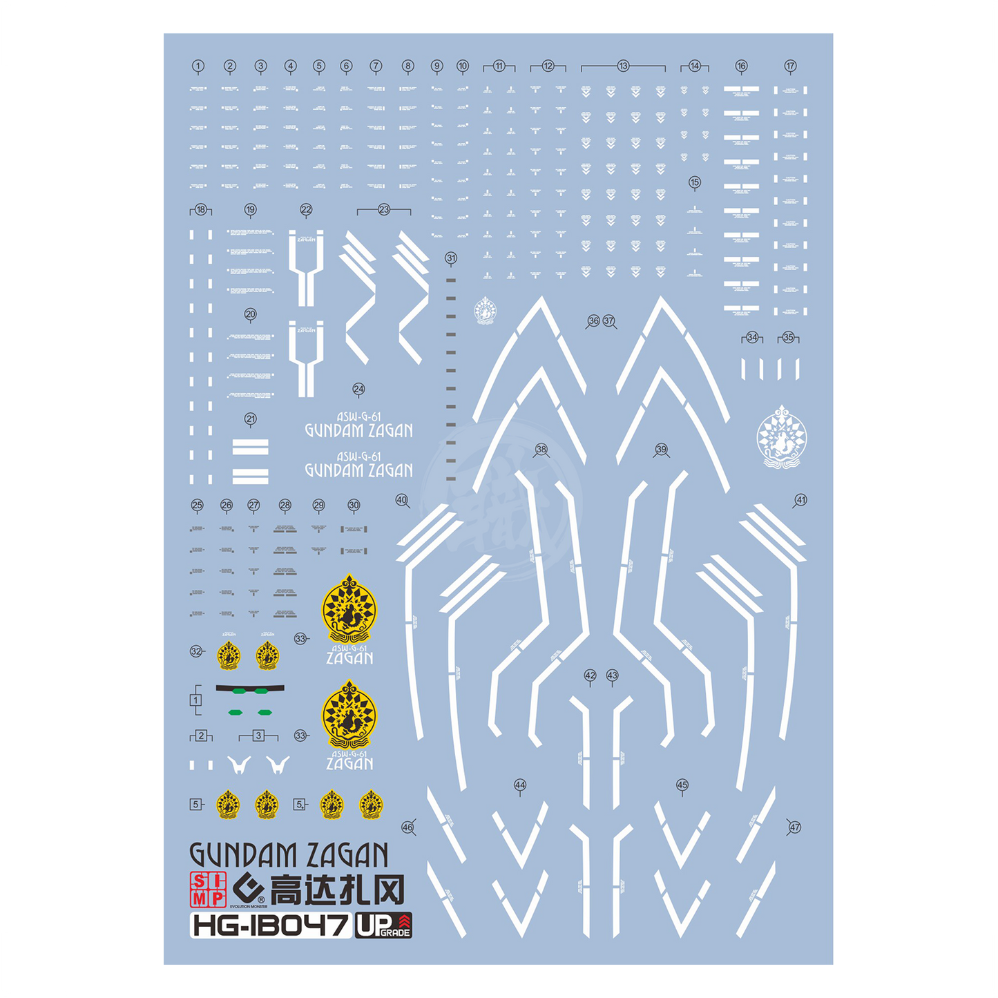 HG Gundam Zagan Waterslide Decals [UV]