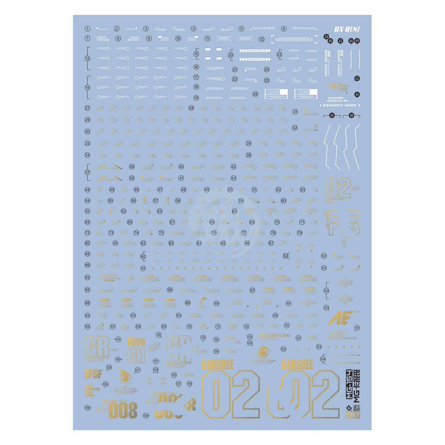 MG Unicorn Gundam Unit-02 Banshee Ver.Ka Waterslide Decals [Chrome Gold Ver.]