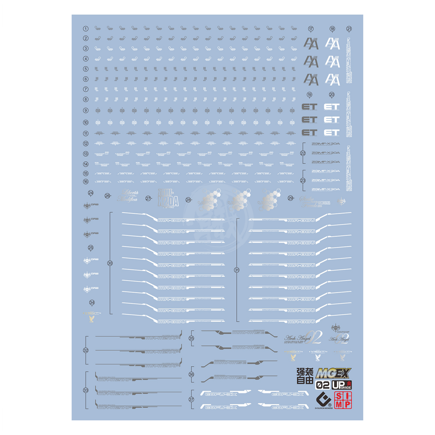 MGEX Strike Freedom Gundam Waterslide Decals [Regular Ver.]