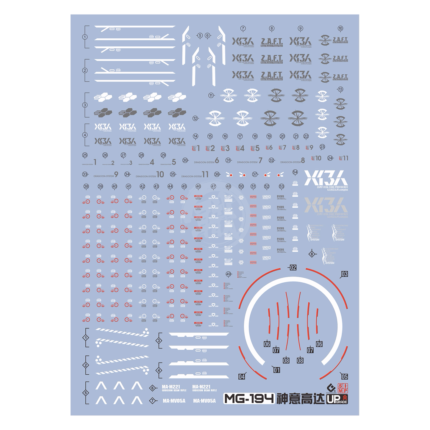 MG Providence Gundam Waterslide Decals [UV]