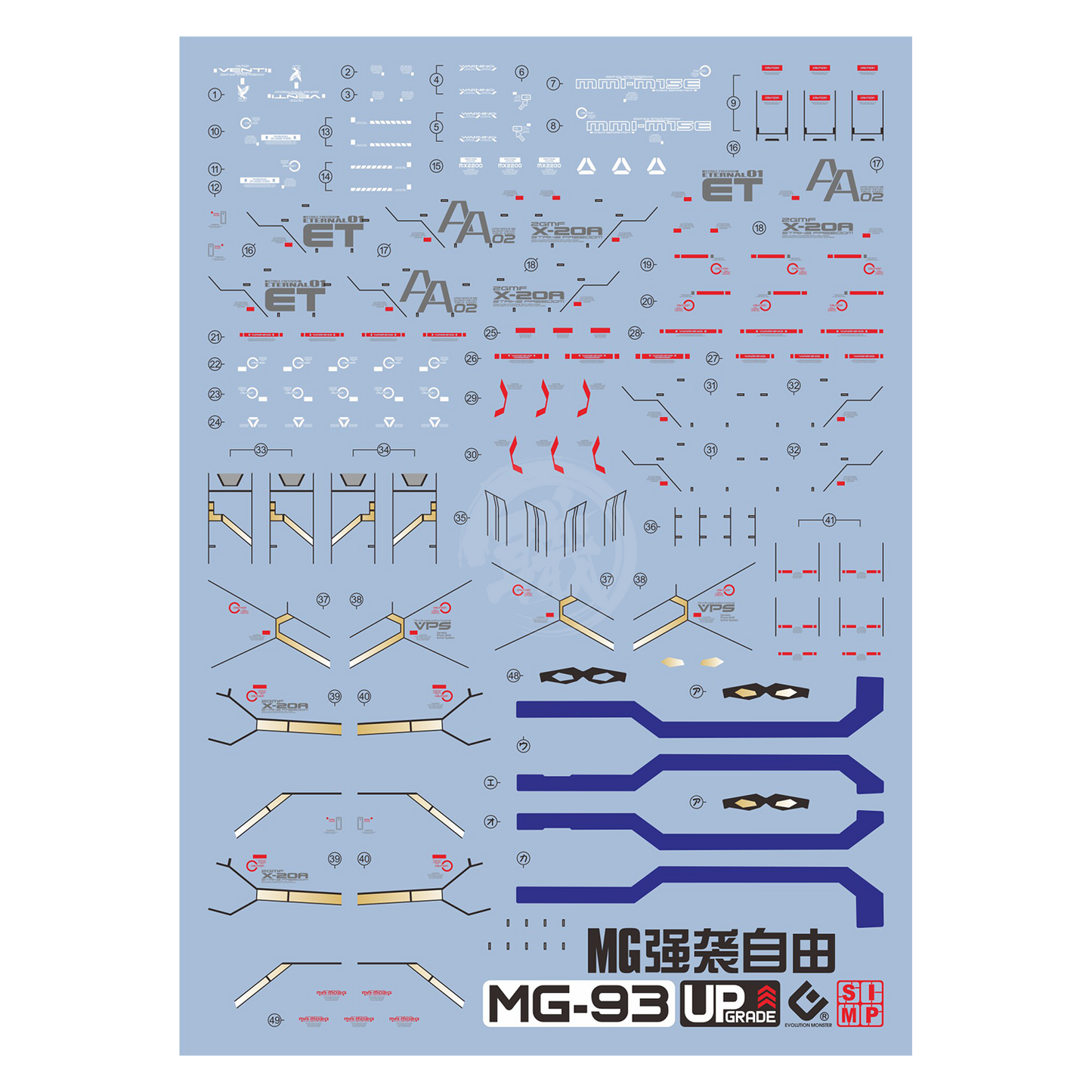 MG Strike Freedom Gundam Waterslide Decals [UV]