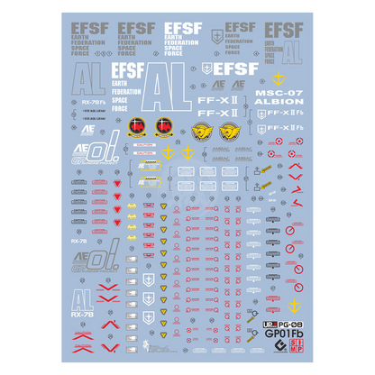 PG RX-78 Gundam GP01/Fb Waterslide Decals [UV]