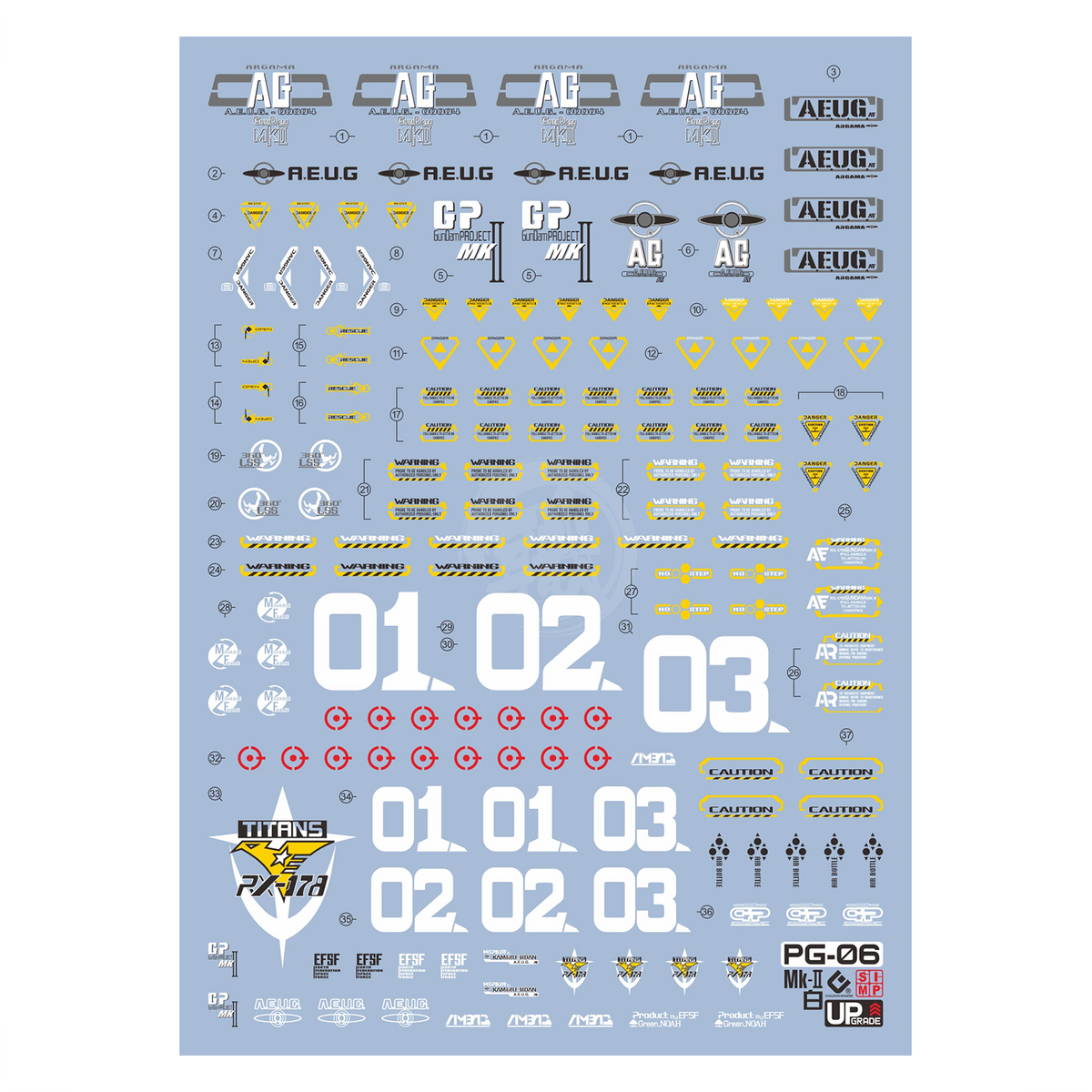 PG Gundam Mk-II [A.E.U.G] Waterslide Decals