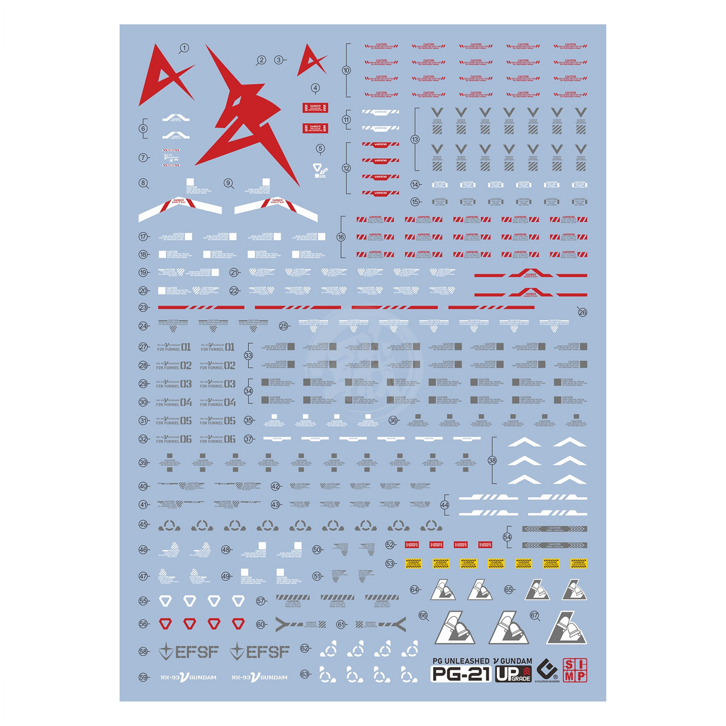 PG Unleashed Nu Gundam Waterslide Decals [UV]