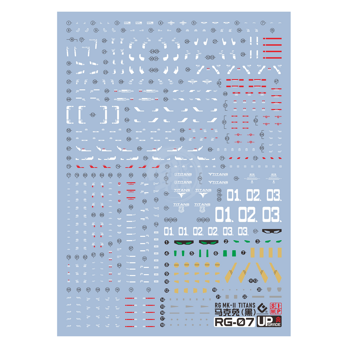 RG Gundam Mk-II [Titans] Waterslide Decals [UV]