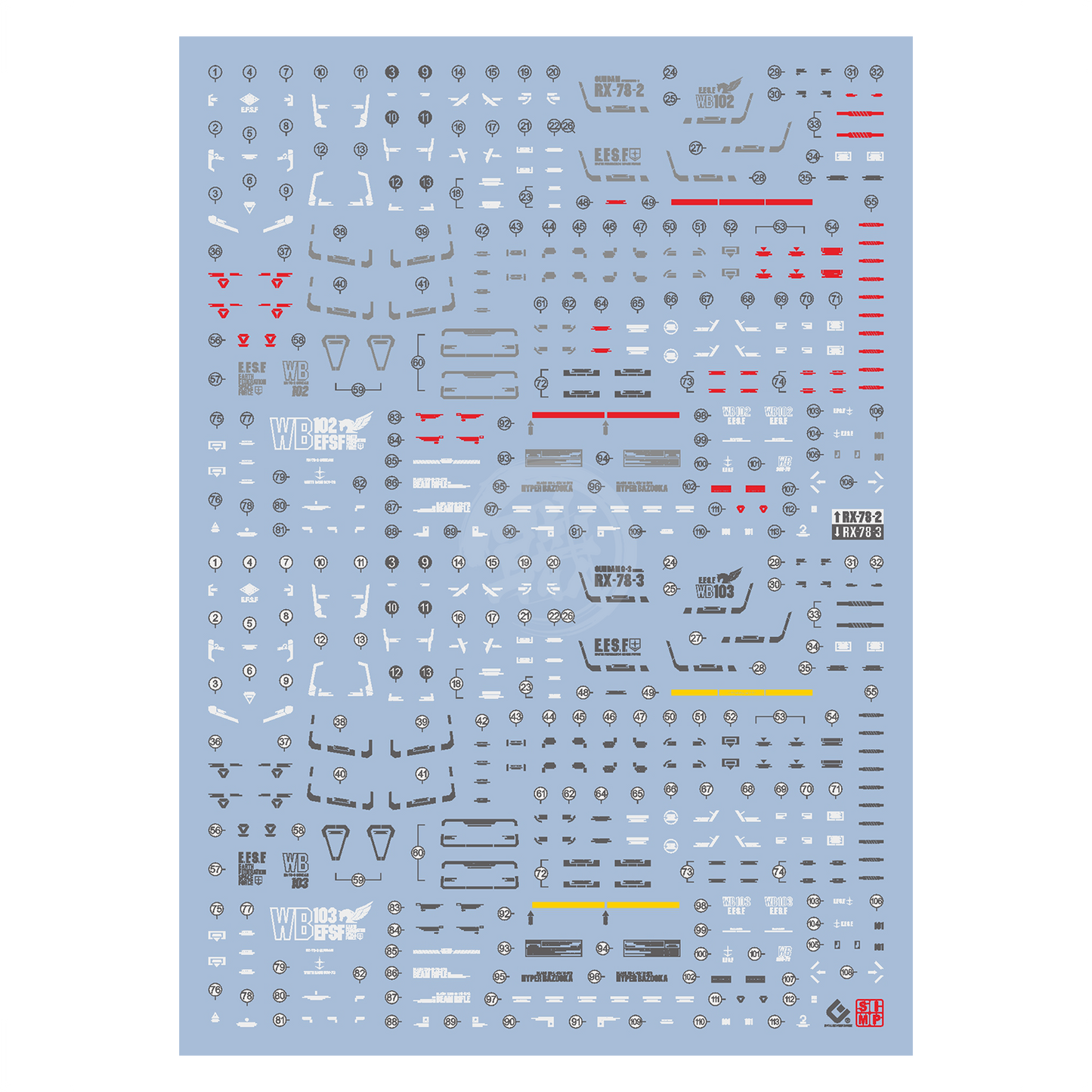 RG RX-78-2 Gundam / RX-78-3 G-3 Gundam [Ver. 2.0] Waterslide Decals [UV]