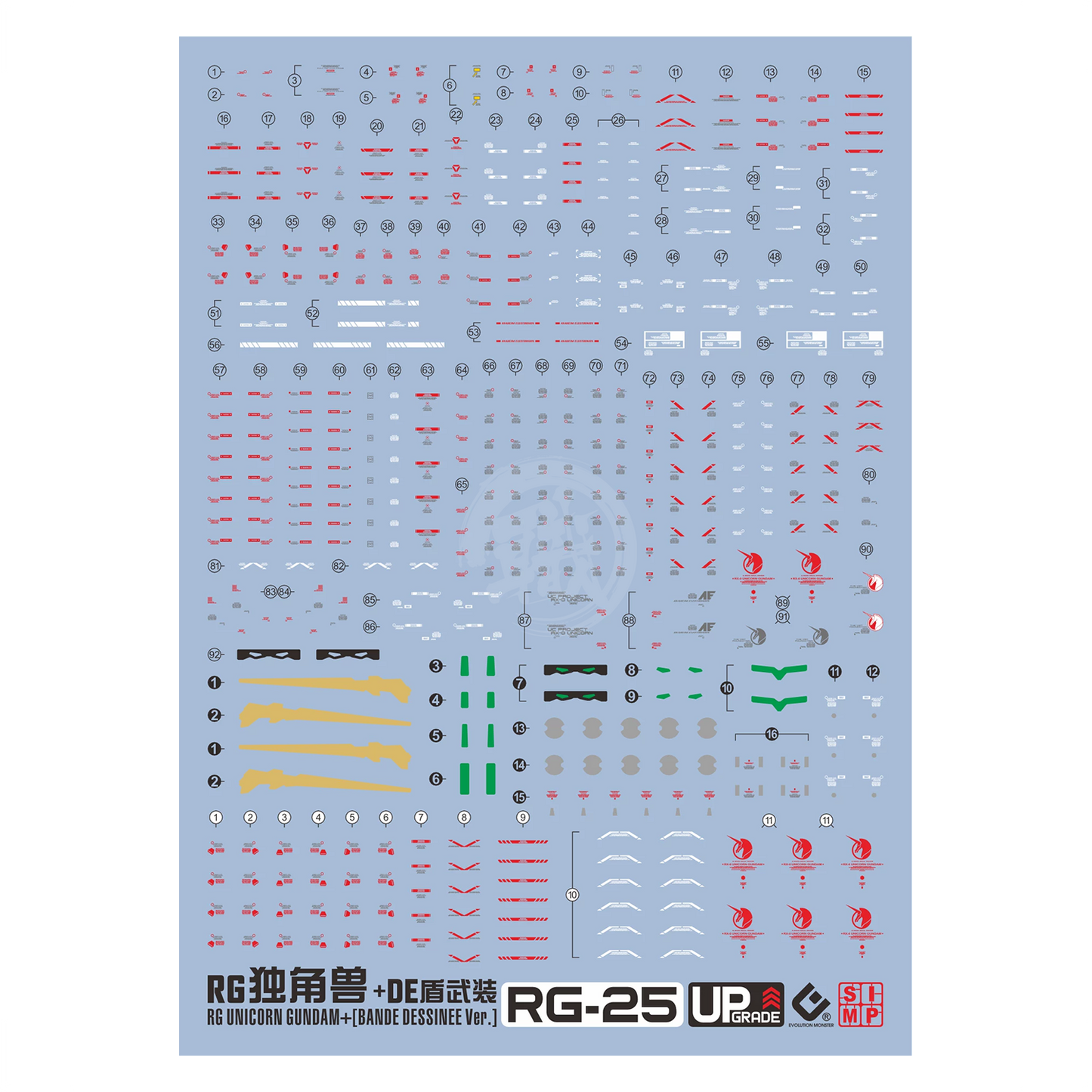 RG Unicorn Gundam Waterslide Decals [UV]