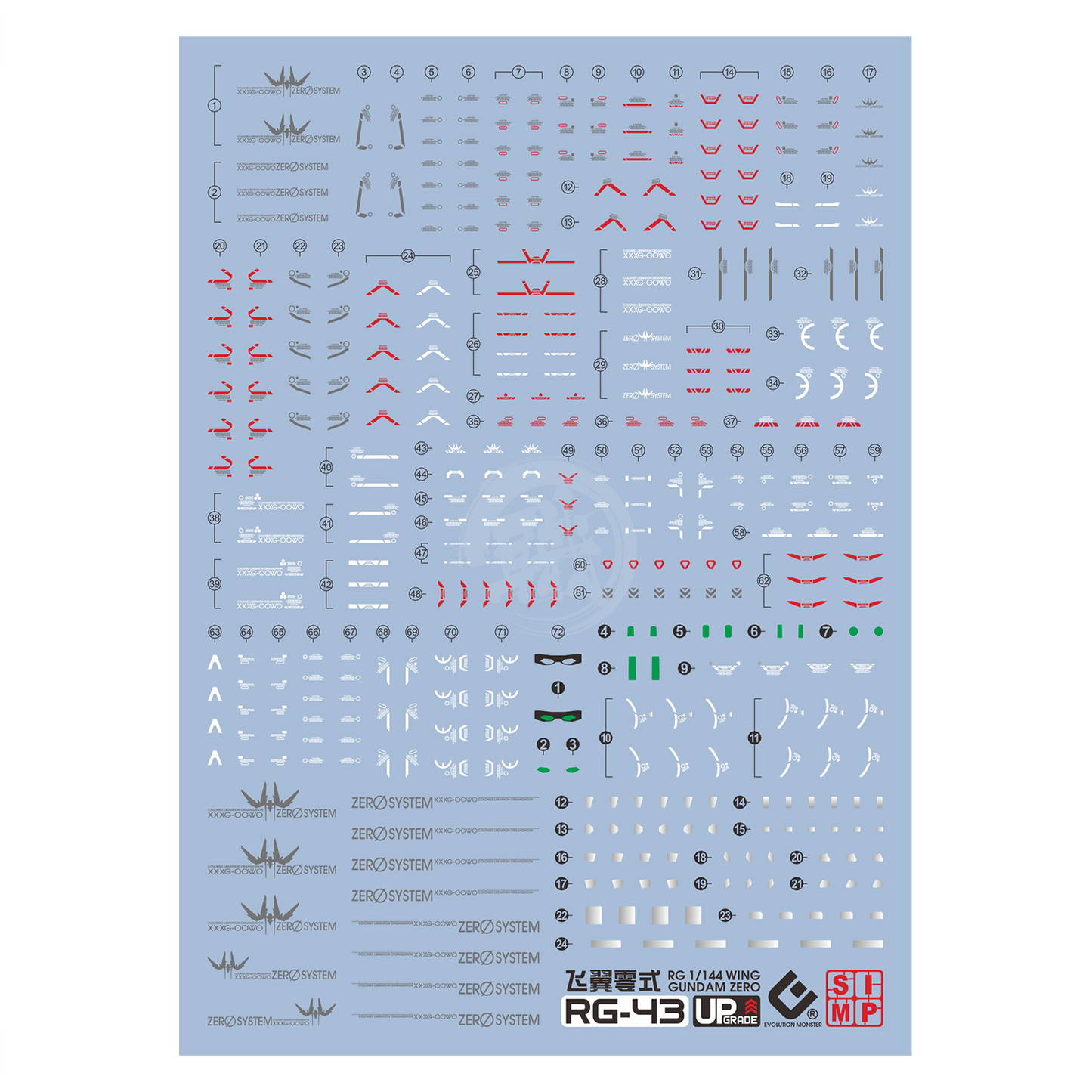RG Wing Gundam Zero Waterslide Decals [UV]
