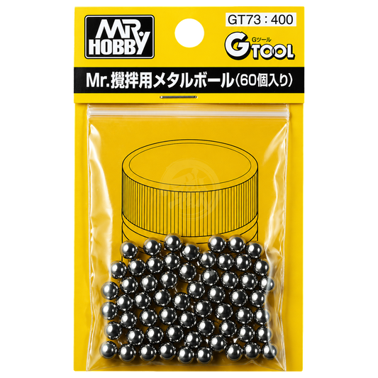 GSI Creos Mr. Metal Ball coloring tool for model painting, featuring shiny metallic finish, used for detailed Gunpla and model customization.