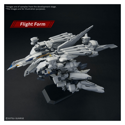 Bandai HG Alyzeus model kit in 1/144 scale, featuring detailed armor and weaponry, assembled and posed for display.