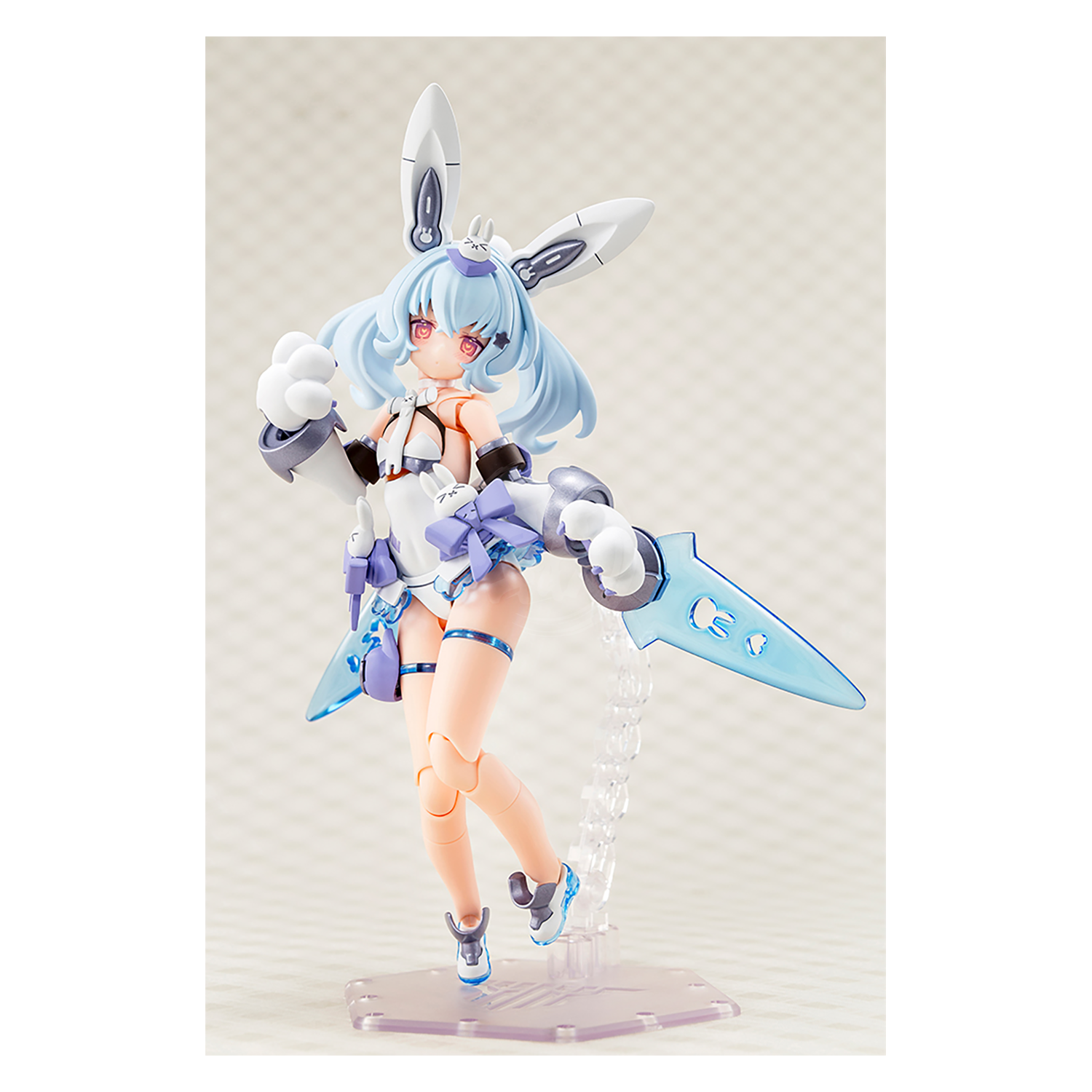 Kotobukiya Puni Mofu Yuki Tu model kit displayed with detailed parts and colorful assembly, showcasing the cute and soft design.