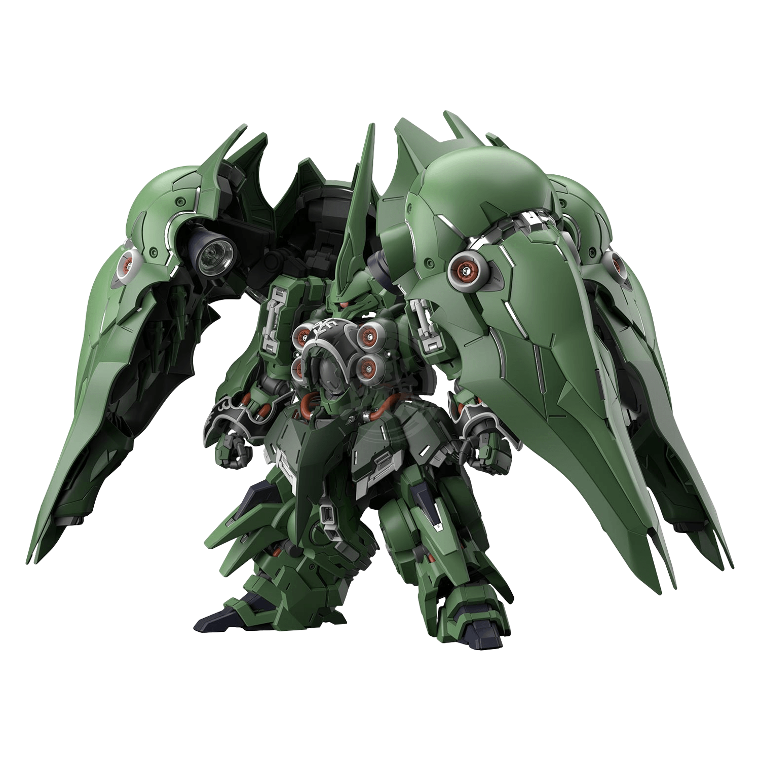 Bandai MGSD Kshatriya model kit, detailed plastic model of the mecha with multiple articulated limbs and intricate design.
