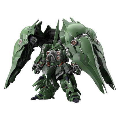 Bandai MGSD Kshatriya model kit, detailed plastic model of the mecha with multiple articulated limbs and intricate design.