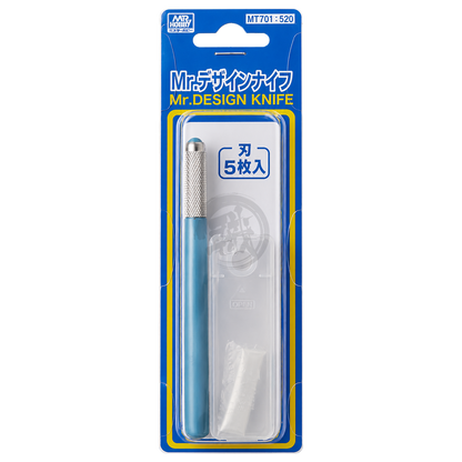 GSI Creos Mr. Design Knife cutting tool with a silver handle and sharp blade for precision crafting and model making.