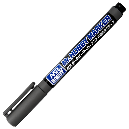 GSI Creos Ultra-Fine Brush Tip Panel Lining Pen in grey, used for precise detailing and panel lining in model building.