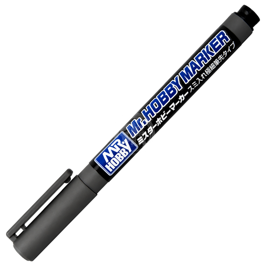 GSI Creos Ultra-Fine Brush Tip Panel Lining Pen in grey, used for precise detailing and panel lining in model building.