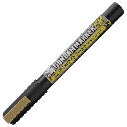 Gundam Marker EX White Gold by GSI Creos, a coloring tool for model customization, with white gold ink visible on the marker.