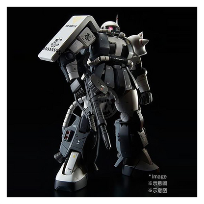 Bandai MG Zaku II High Mobility Type model kit featuring detailed armor and weaponry, customized by Eric Manthfield.