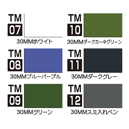 GSI Creos 30 Minutes Missions Marker Basic Set with various coloring tools for model and Gundam customization.