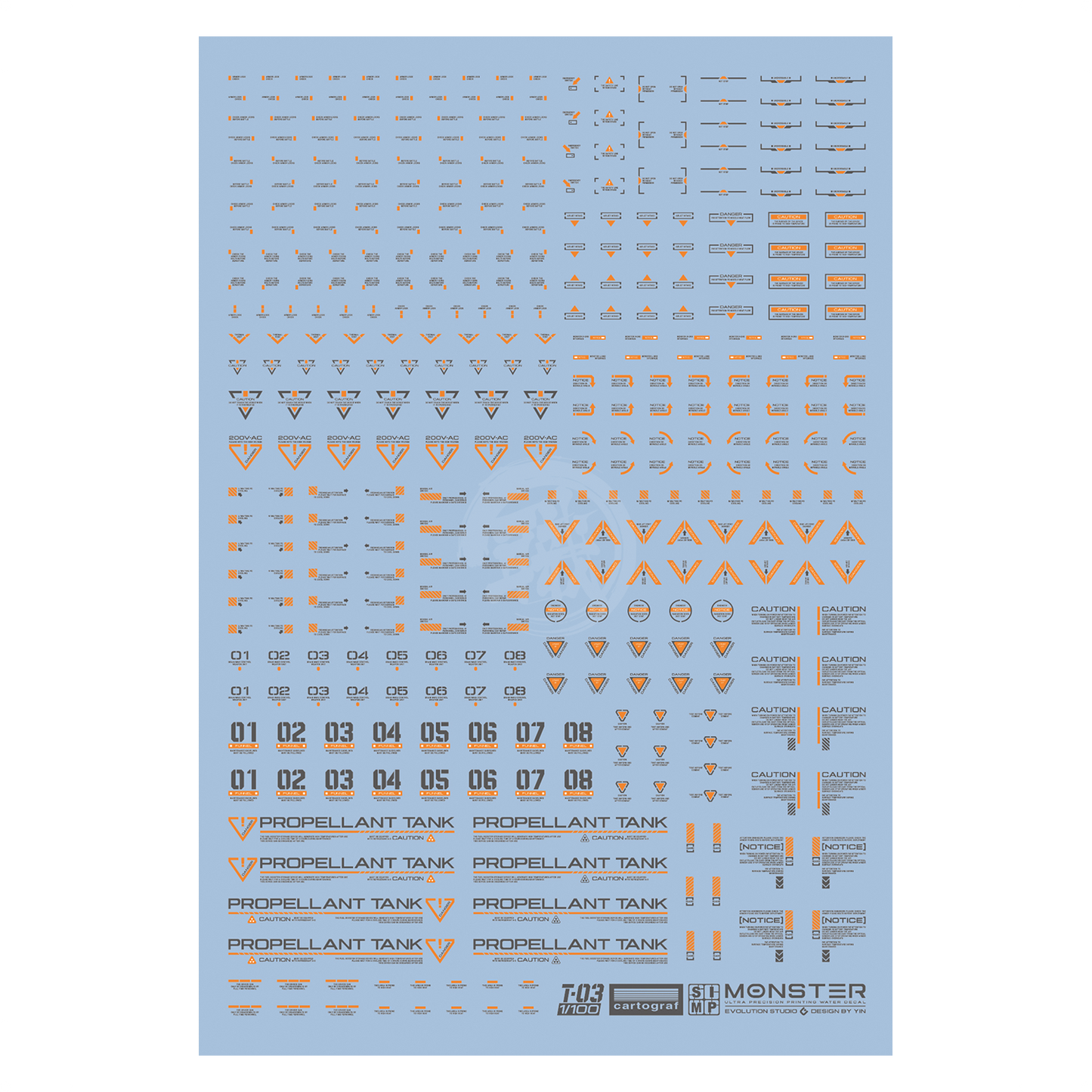 Monster Ultra-Precision Printing Water Decals [T03] [Orange & Grey]