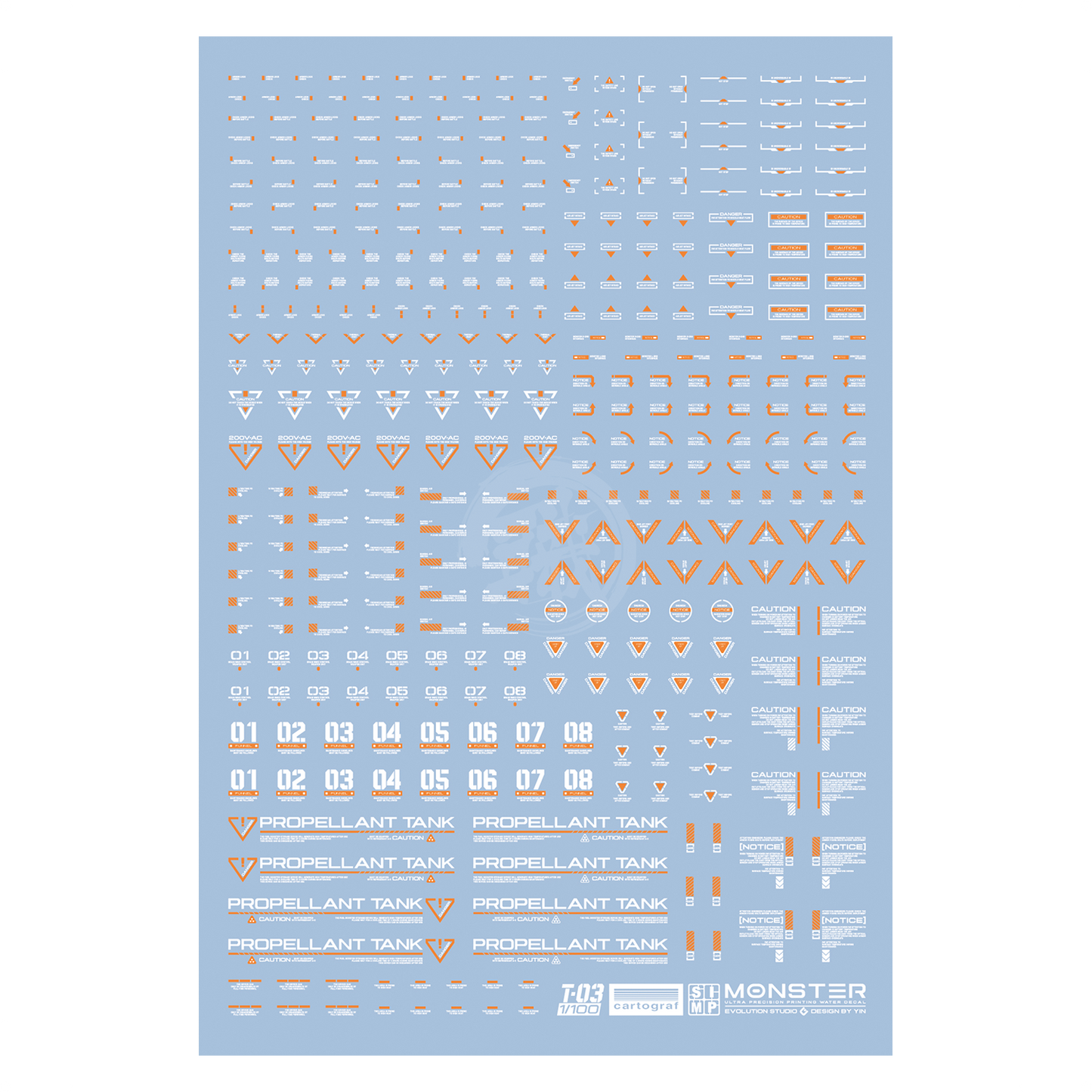 Monster Ultra-Precision Printing Water Decals [T03] [Orange & White]