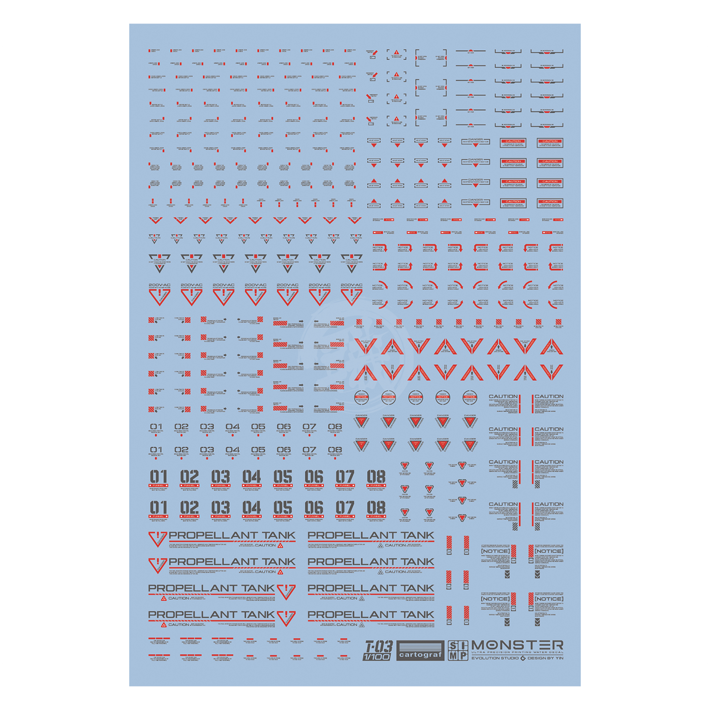 Monster Ultra-Precision Printing Water Decals [T03] [Red & Grey]