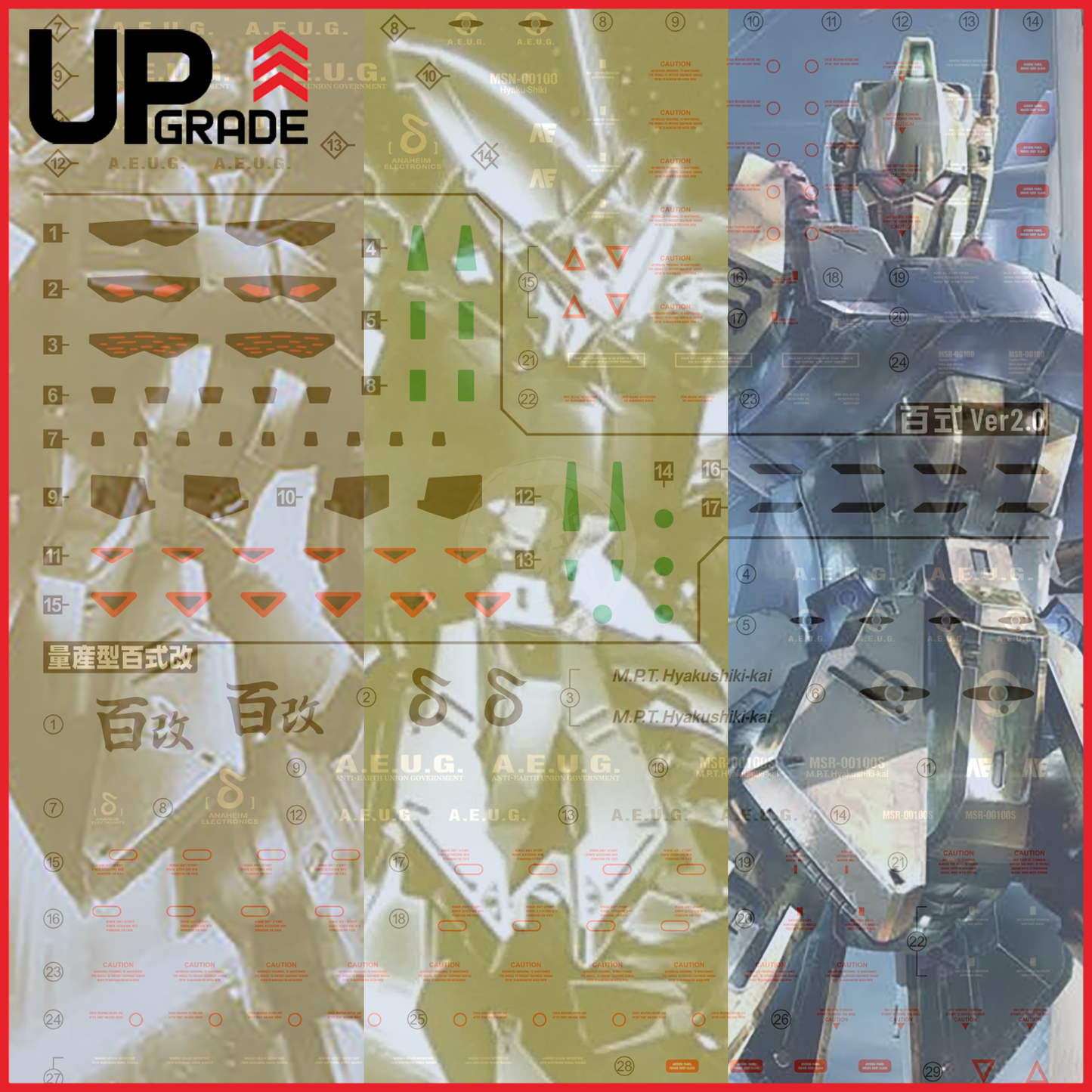 MG Hyaku-Shiki [Kai & Mass Production Kai] Waterslide Decals [UV]