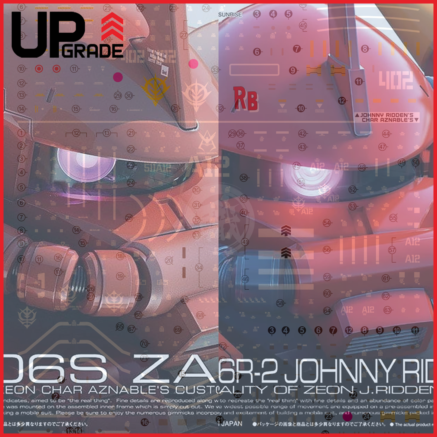 RG Zaku II [Char] / High Mobility Type [Johnny] Waterslide Decals [UV]